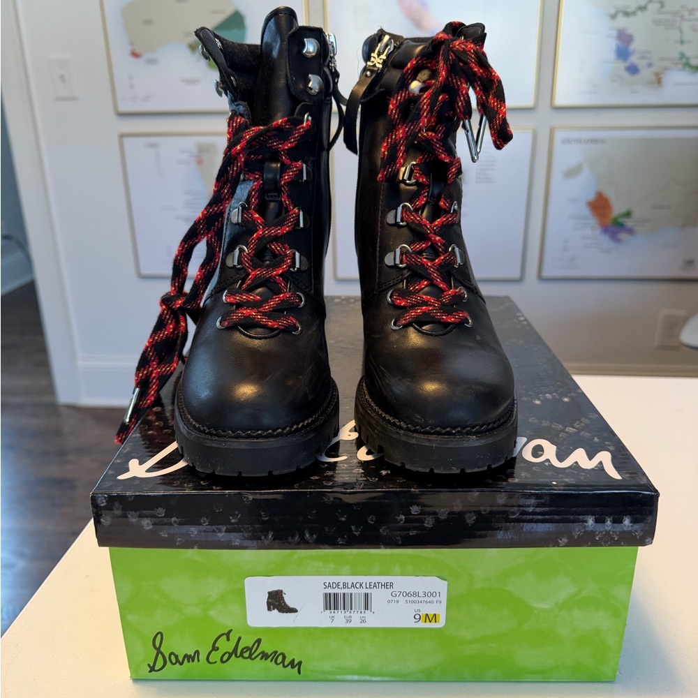 Sam Edelman Black Boots with Red Laces